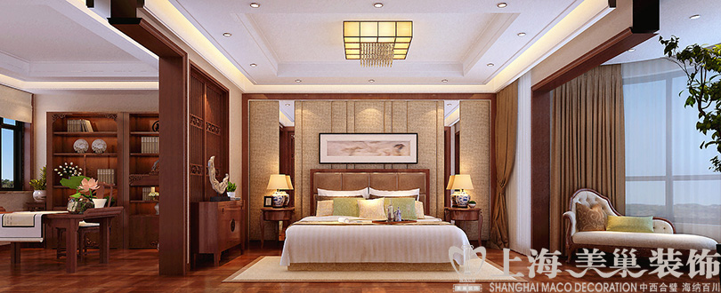 卧室图片来自美巢装饰--李凌晨在蓝堡湾200平新中式装修效果图的分享