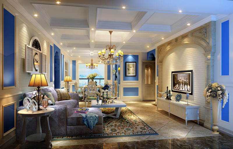 客厅图片来自朗润装饰工程有限公司在保利花园136平 地中海风格的分享