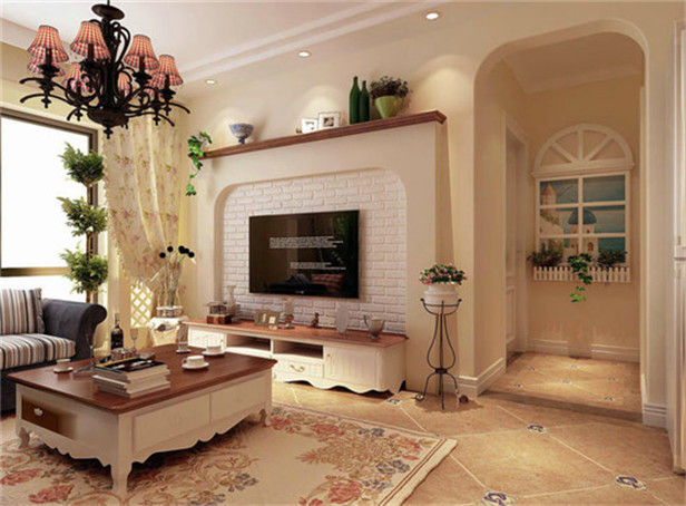 日升装饰 客厅图片来自装修设计芳芳在80平二居田园风的分享