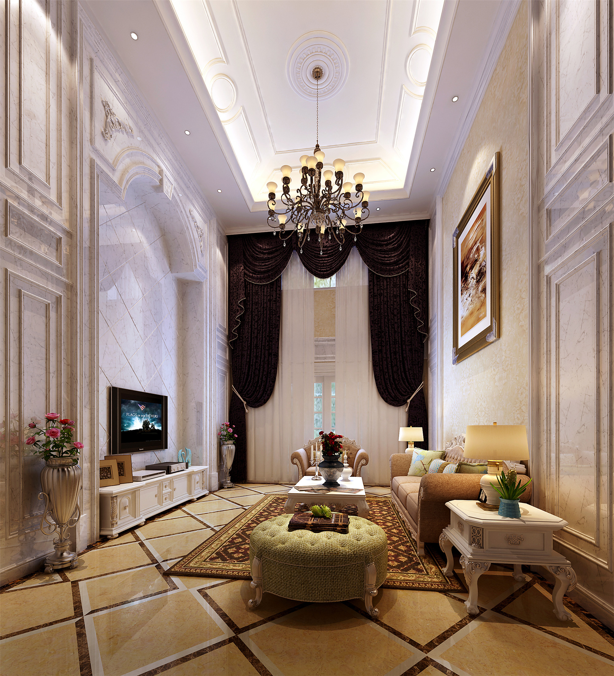 欧式 三居 混搭 客厅图片来自妞妈聊装修在华侨城180顶跃欧式风格的分享
