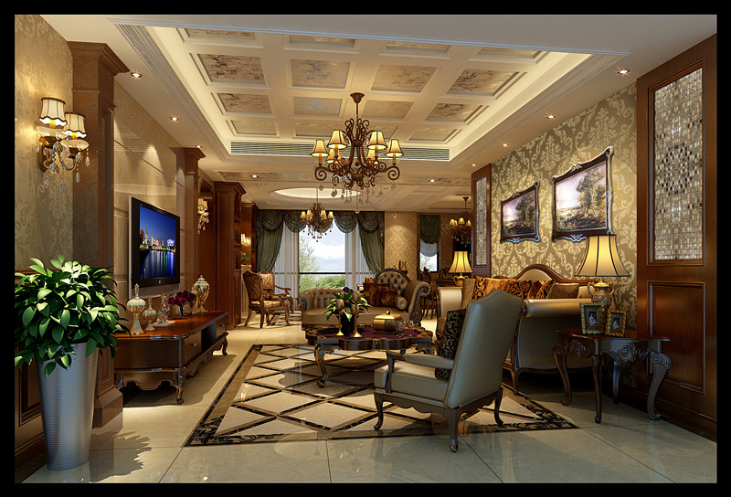 客厅图片来自朗润装饰工程有限公司在古典美式混搭的分享