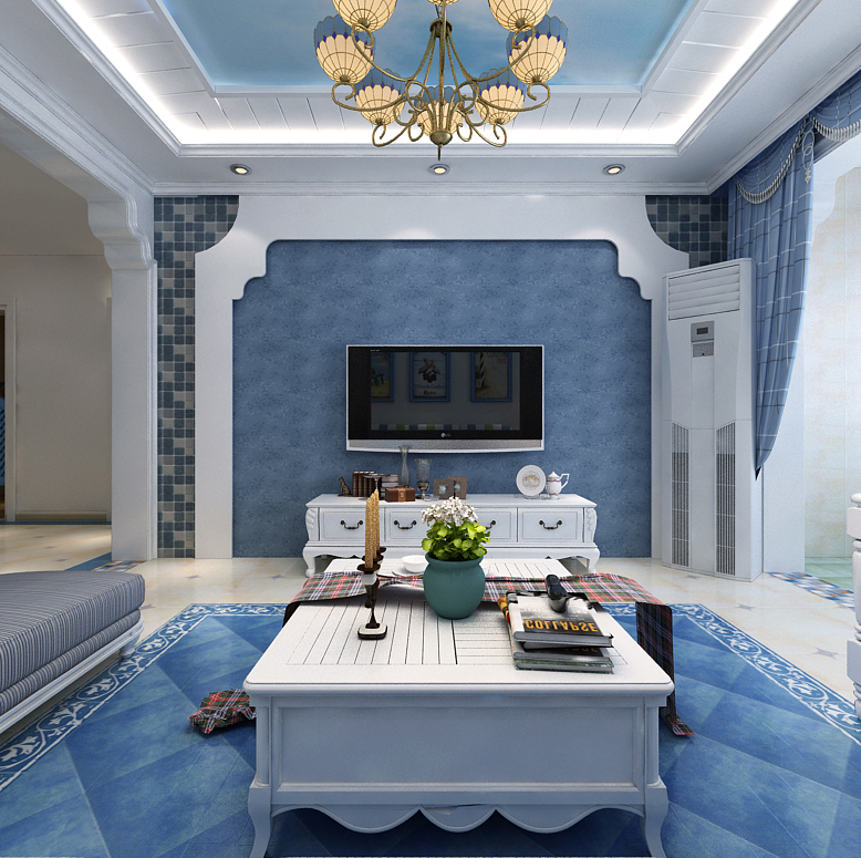 二居 紫林湾 地中海 装修 客厅图片来自乐豪斯装饰张洪博在紫林湾清新蓝色海洋的分享