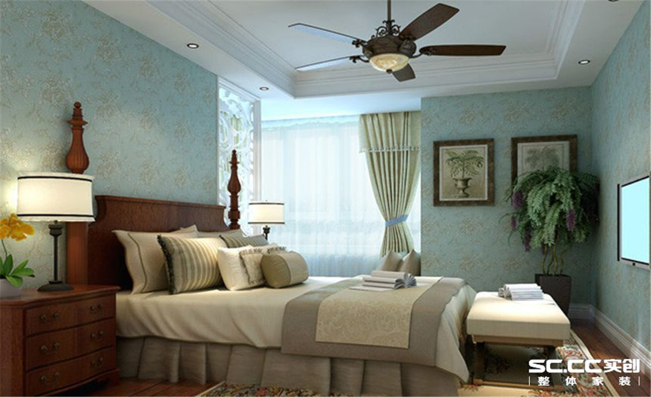 春江家园 新中式 两居 卧室图片来自郑州实创装饰啊静在春江家园86平新中式两居的分享