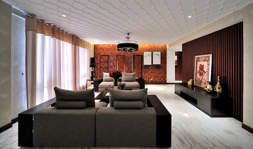 客厅图片来自紫禁尚品设计师李擎在华贸城新中式风格的分享