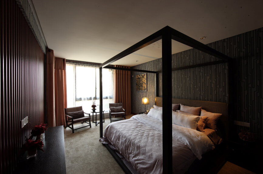 卧室图片来自紫禁尚品设计师李擎在华贸城新中式风格的分享