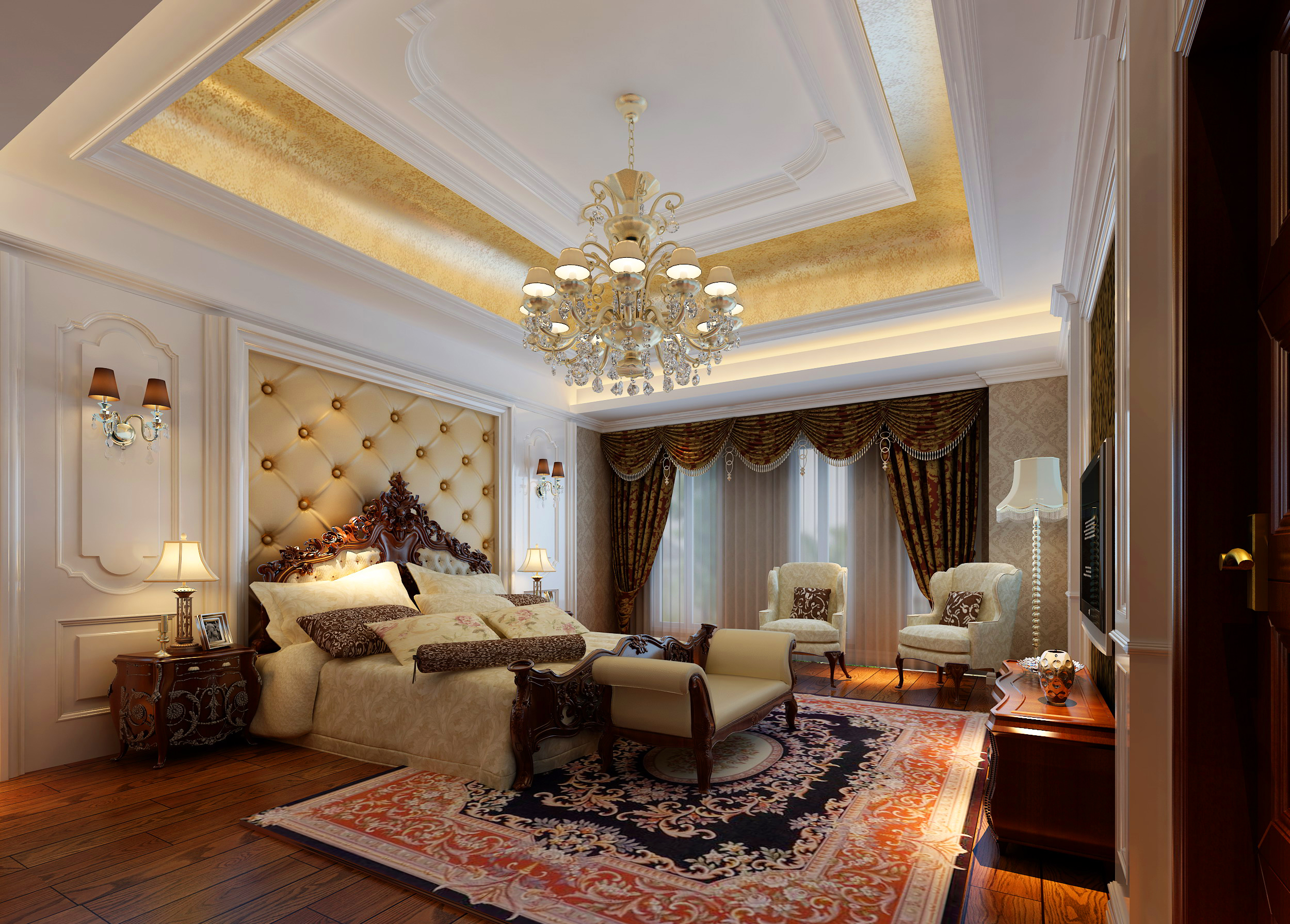 别墅 三居 混搭 古典 卧室图片来自朗润装饰工程有限公司在欧香小镇古典欧式  480平的分享