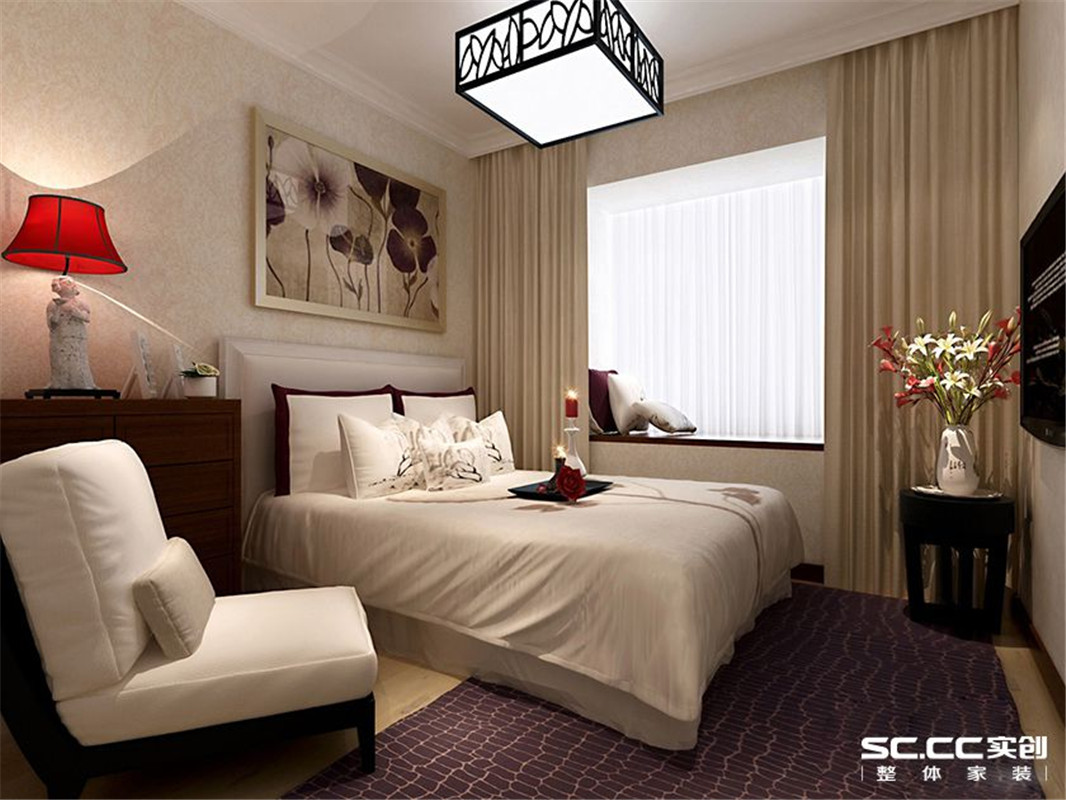 现代简约 两居 卧室图片来自郑州实创装饰啊静在华强城市广场现代简约三居的分享