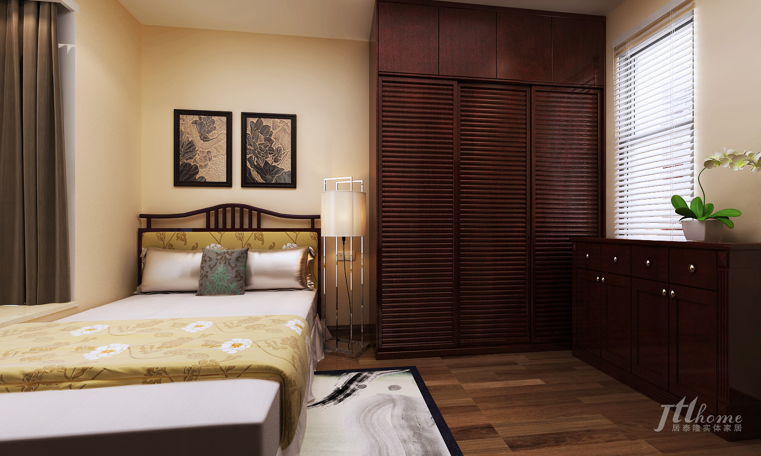 三居 中式 大气 稳重 卧室图片来自居泰隆深圳在大卫华庭中式三居室的分享