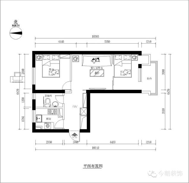 田园 二居 旧房改造 户型图图片来自北京今朝装饰郭风在58平田园风的分享