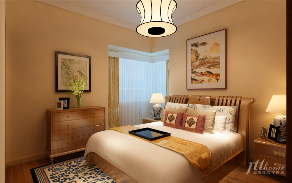 中式 典雅 三居 舒适 宁静 卧室图片来自居泰隆深圳在同创新作新中式三居室的分享