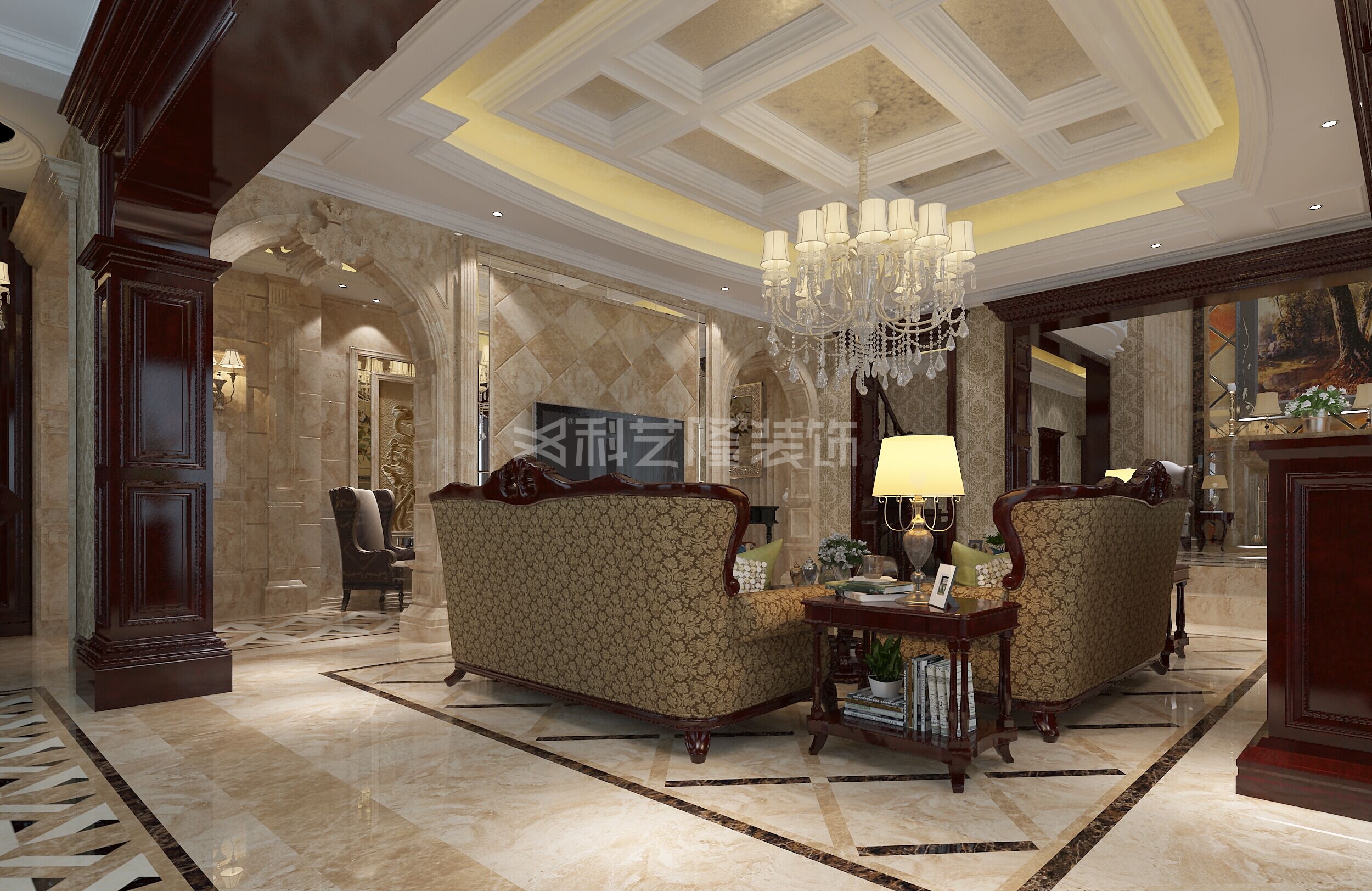 客厅图片来自天津科艺隆装饰在盛世郦园-欧式风格-240㎡的分享