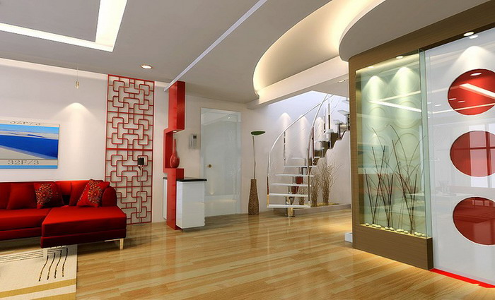 简约 别墅 现代简约 楼梯图片来自上海实创-装修设计效果图在浦东200平米复式简约中国红的分享