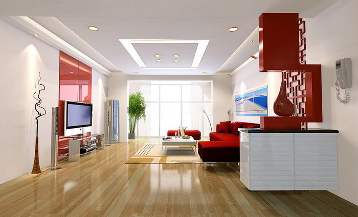 简约 别墅 现代简约 客厅图片来自上海实创-装修设计效果图在浦东200平米复式简约中国红的分享