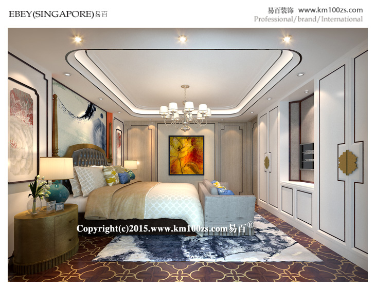 白领 80后 卧室图片来自昆明易百装饰-km100zs在新中式风格—“静若繁花”的分享
