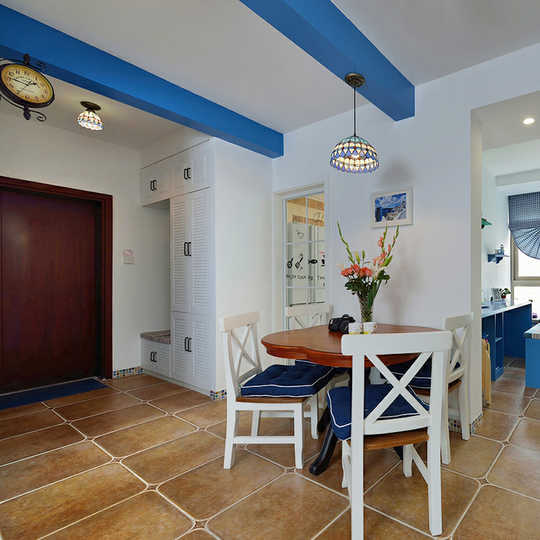 三居 地中海式 设计案例 餐厅图片来自苹果装饰公司在62m²蓝色地中海式风格的分享
