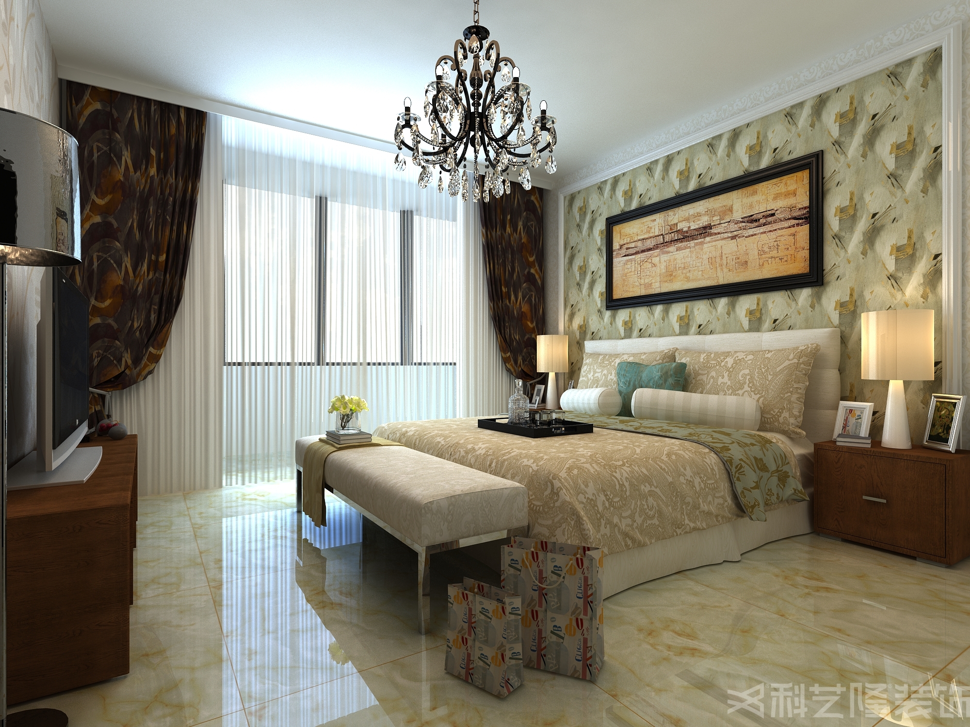 卧室图片来自天津科艺隆装饰在南湖一号-现代风格-130㎡的分享