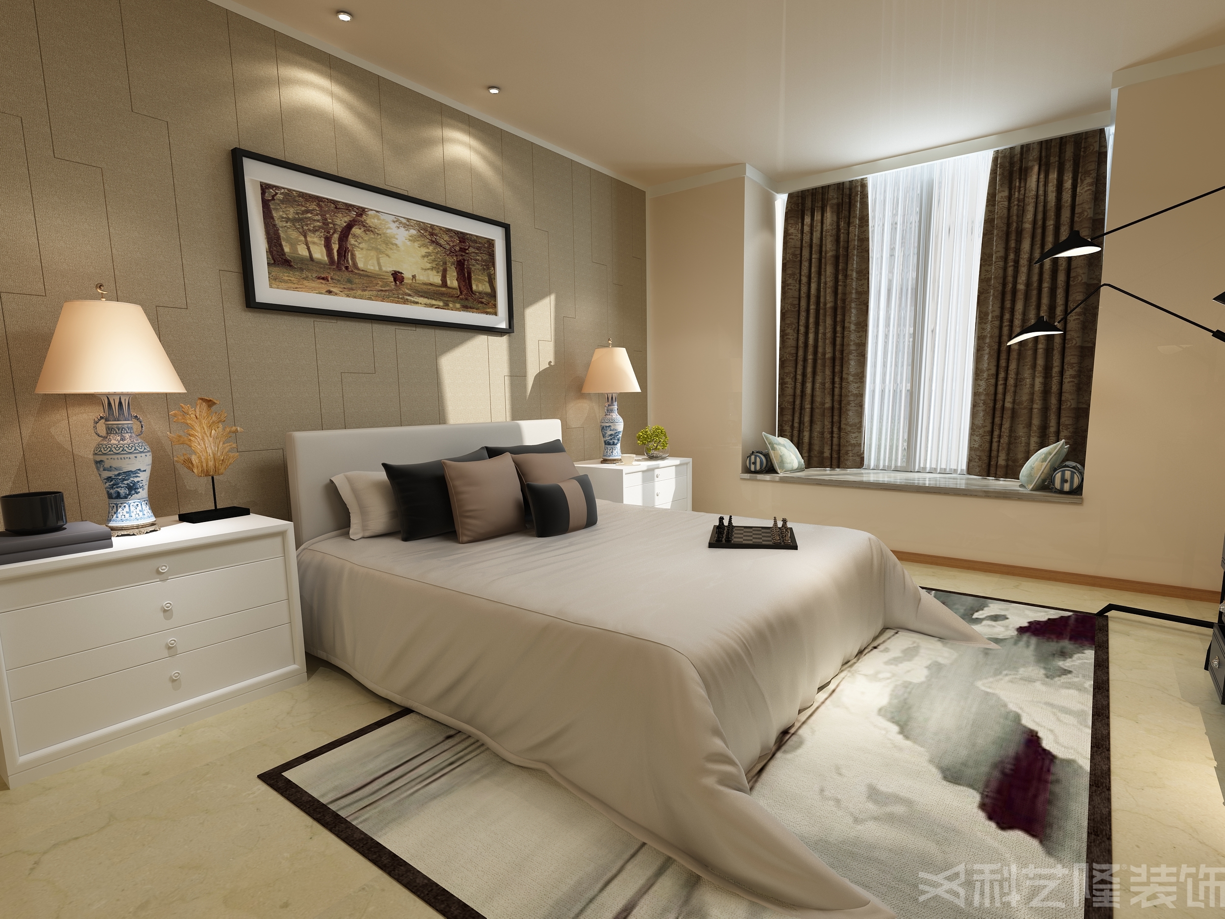 卧室图片来自天津科艺隆装饰在南湖一号-现代风格-130㎡的分享