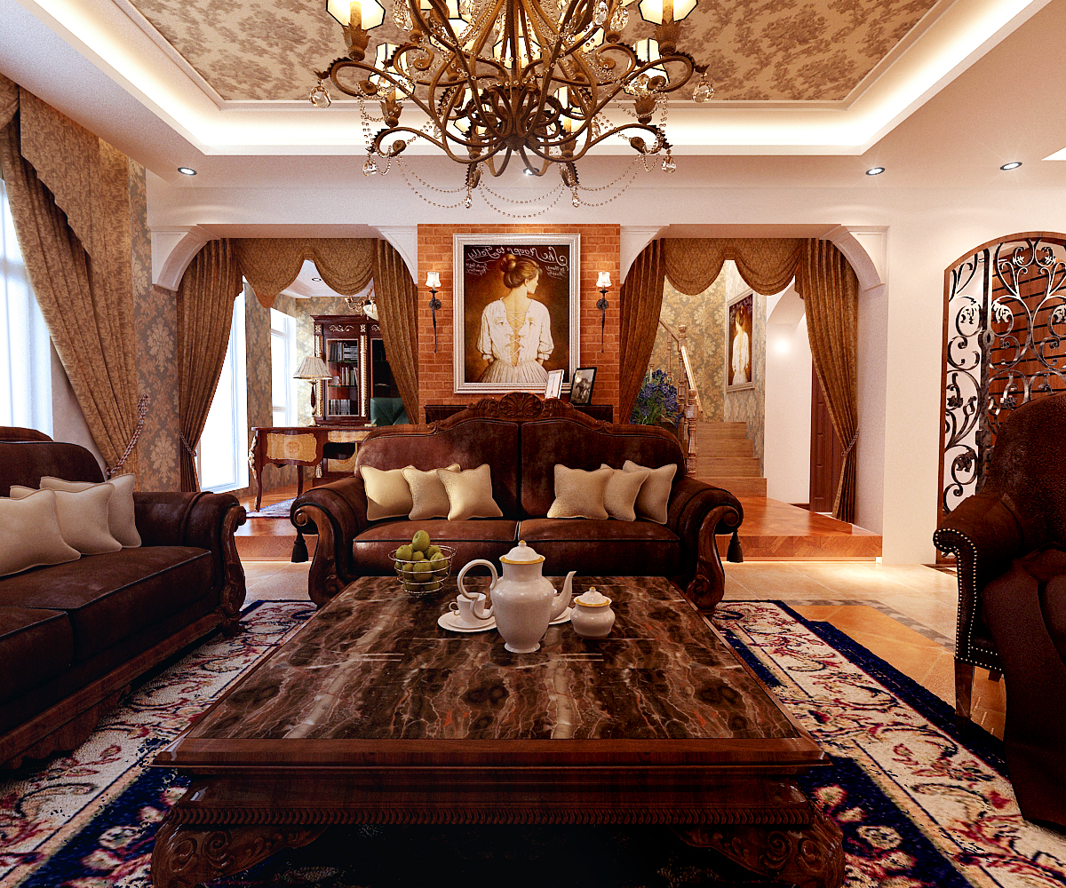 别墅 美式风格 阳光尚城 客厅图片来自百家设计小刘在阳光尚城200平美式风格的分享
