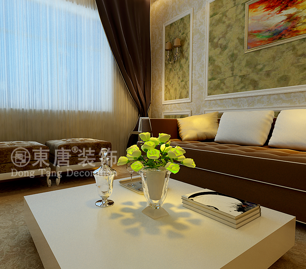 欧式 三居 收纳 客厅图片来自山西东唐装饰公司在辰兴文教城-123平米-简欧风格的分享