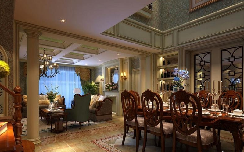 餐厅图片来自温江别墅装修温江装修在龙湾半岛法式风格装修案例的分享
