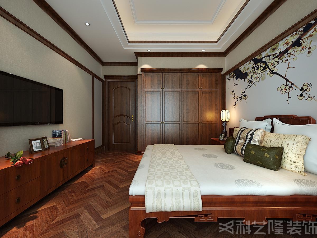 卧室图片来自天津科艺隆装饰在高尔夫小镇-美式中式混搭330㎡的分享