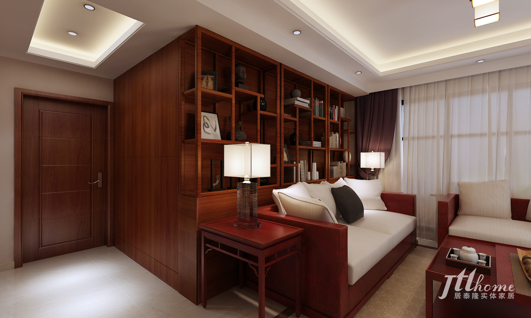 新中式 三居 宜居 舒适 典雅 客厅图片来自居泰隆深圳在京基御景影响新中式三居室的分享