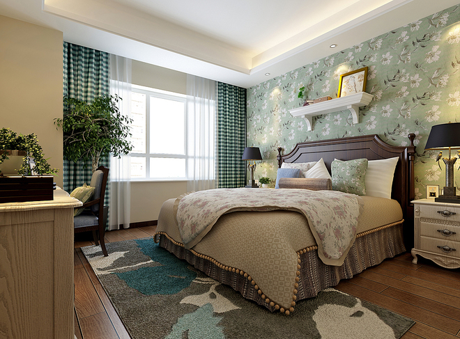 美式风格 三居 旧房改造 卧室图片来自实创装饰上海公司在130m²美式精品公寓温暖人心的分享