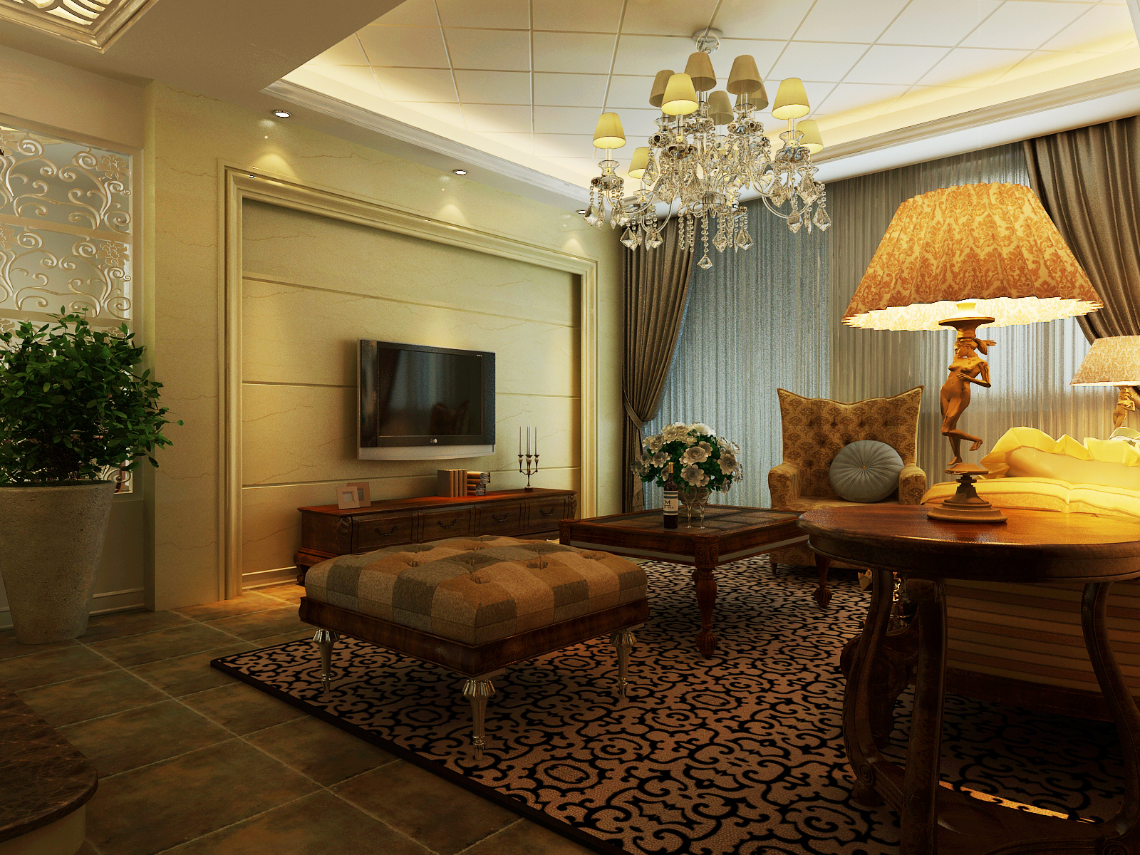 客厅图片来自深圳嘉道装饰在欧式新古典的分享
