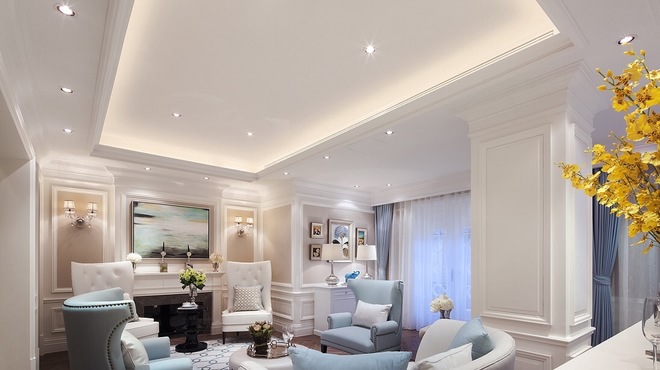 现代装修风 装修设计 白领 别墅 客厅图片来自成都高度国际在【高清】360㎡清新白蓝色系简约的分享