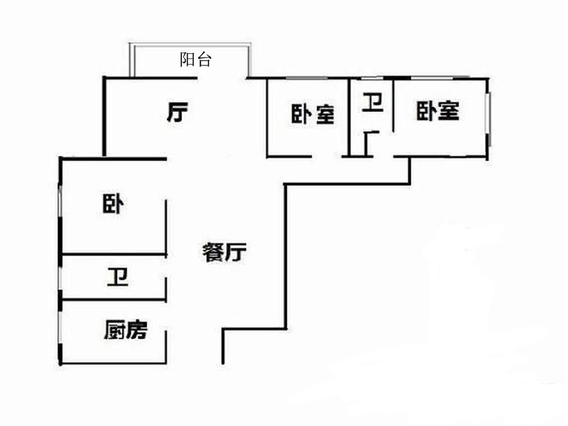 纯白色 三居 两厅 公寓 户型图图片来自北京精诚兴业装饰公司在纯白色现代简约风的分享