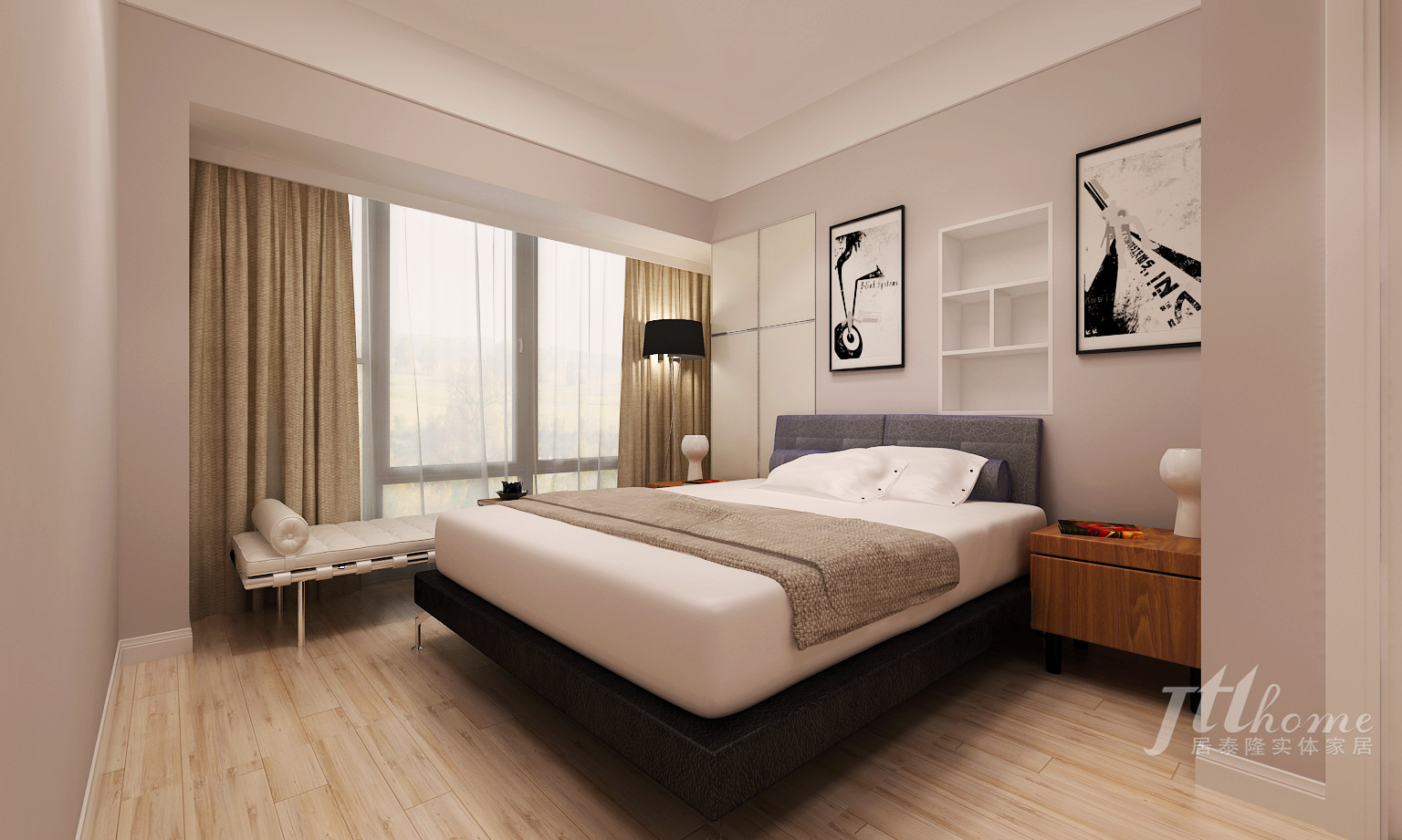 简约 三居 宜居 舒适 温馨 卧室图片来自居泰隆深圳在现代简约三居室 拎包入户的分享