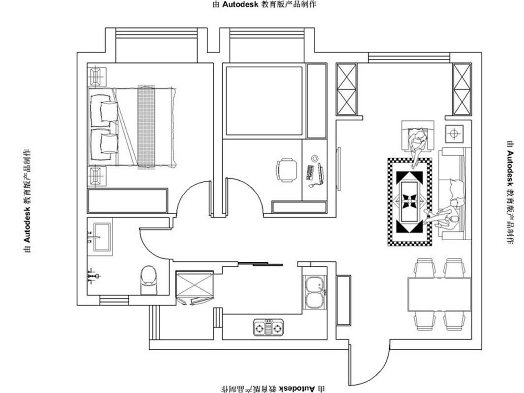 美式 三居 整体家装 户型图图片来自郑州实创装饰啊静在小空间美式三居的分享