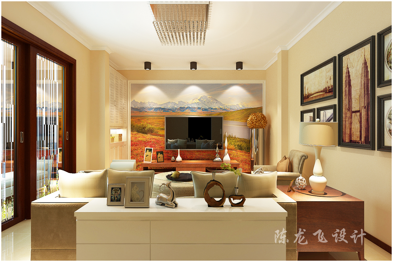 客厅图片来自全屋整装设计在青岛红墅湾下叠现代简约高品质的分享