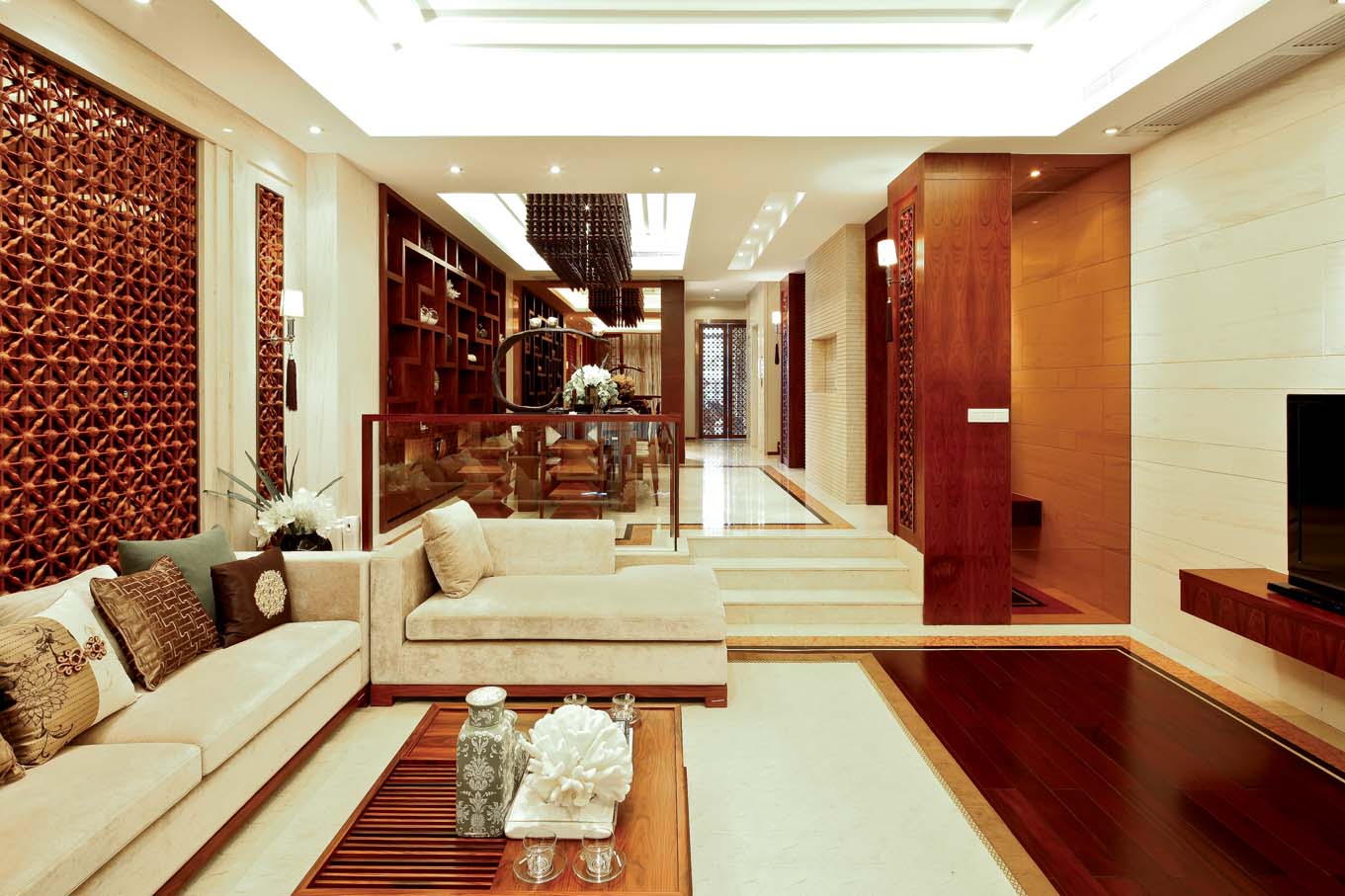 新中式 中式风格 室内设计 装修风格 装修设计 客厅图片来自别墅装修设计yan在新中式风格首创国际半岛的分享