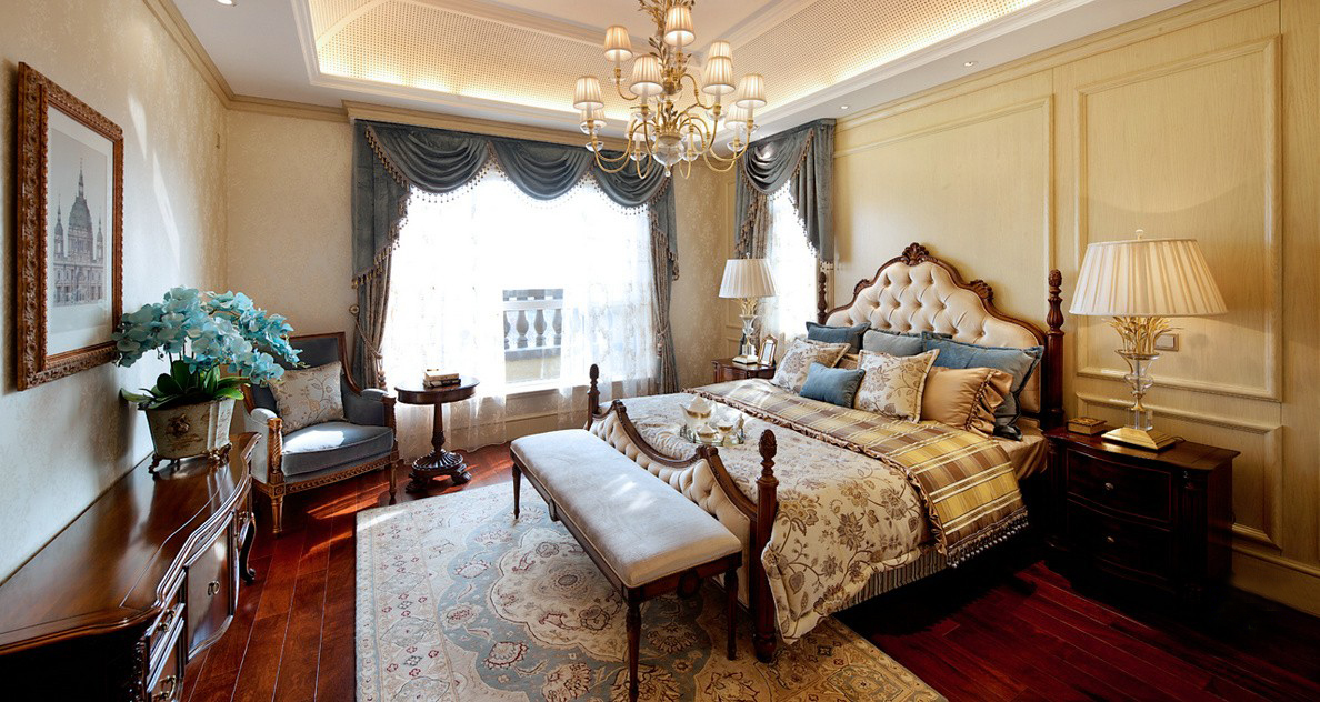 青岛装修 美式 装饰公司 卧室图片来自青岛威廉装饰在熙园别墅美式设计的分享
