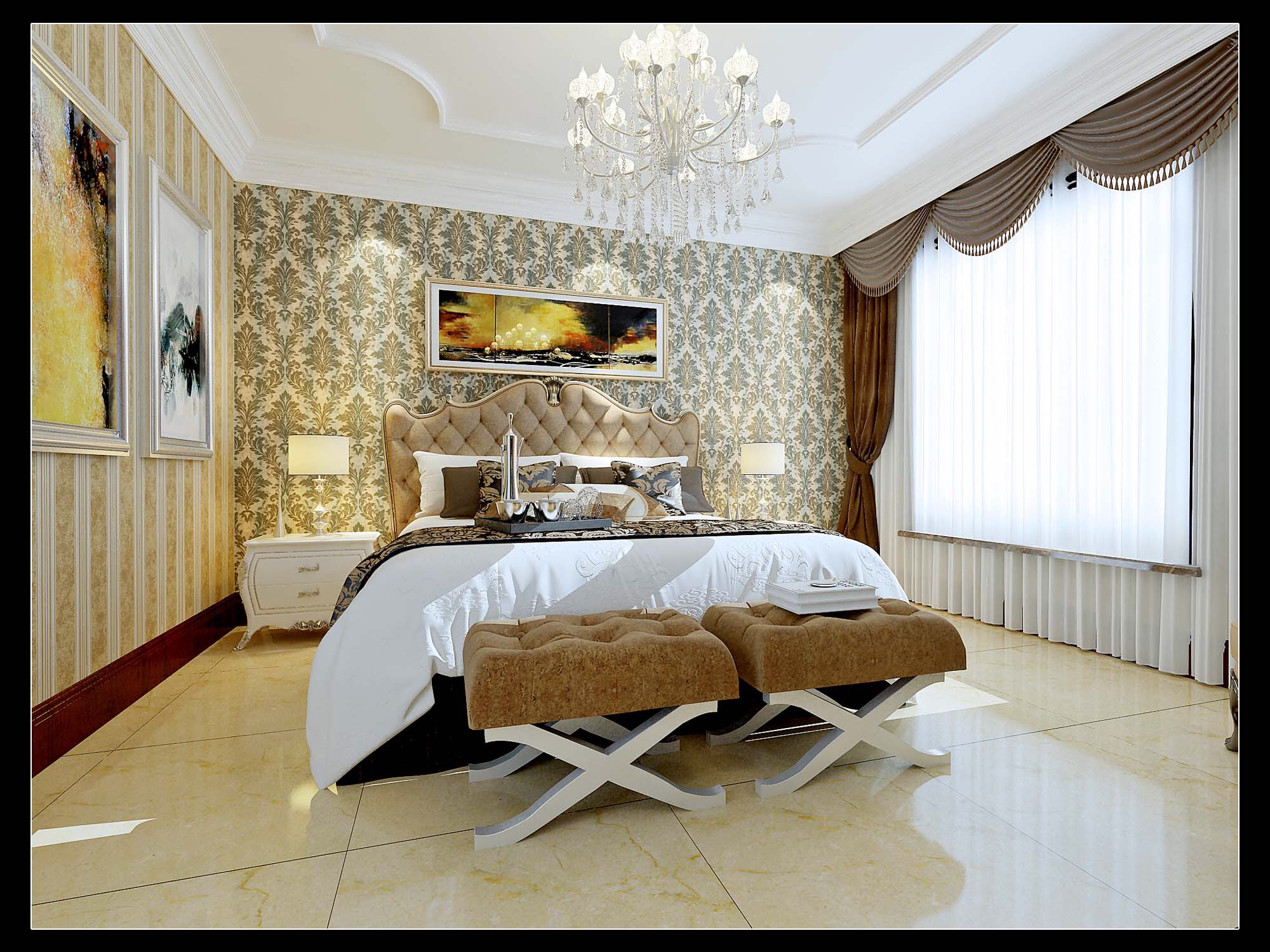 欧式 情调 高端 大气 卧室图片来自太原金尚装饰王卓娅在欧式简约-东湖花园-171平的分享