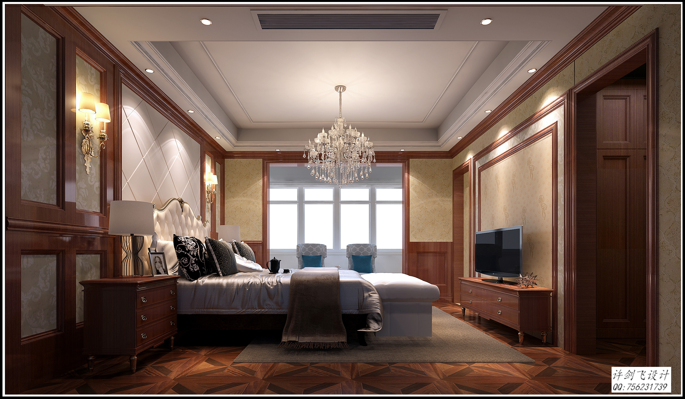 中式古典 别墅设计 卧室图片来自许剑飞在抚州 华萃庭院中式别墅的分享