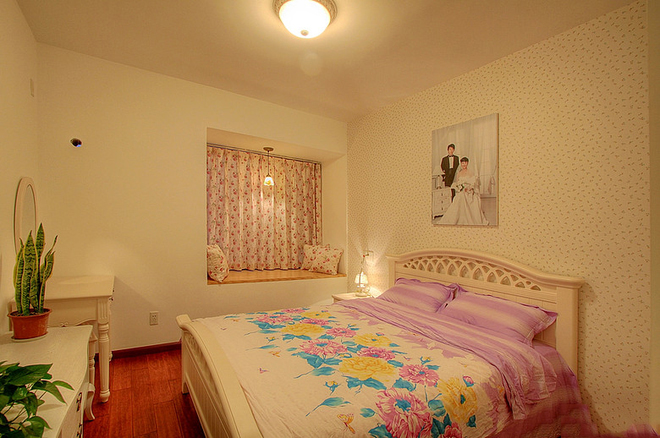 卧室图片来自四川岚庭装饰工程有限公司在80平韩式田园混搭实景案例的分享