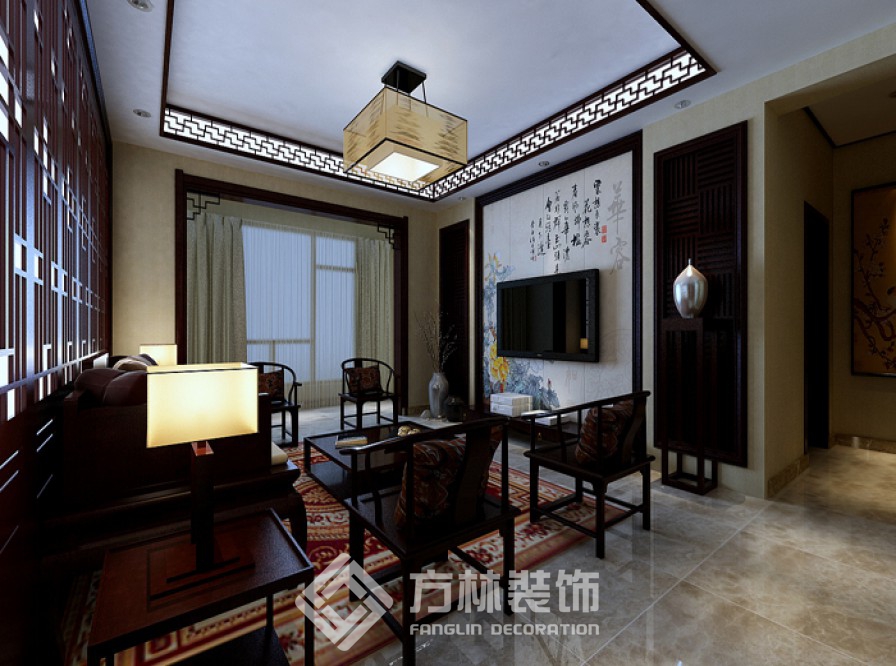中式 保利达江湾 书房图片来自方林装饰在保利达江湾城130平新中式风格的分享