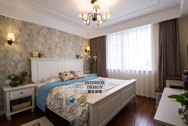 卧室图片来自四川岚庭装饰工程有限公司在匆匆那年 89㎡清新美式设计的分享