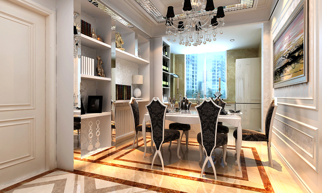 欧式 餐厅图片来自四川岚庭装饰工程有限公司在低调奢华的白色欧式风的分享
