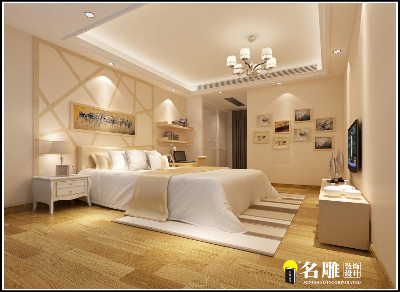 简欧中式 四居室 贵气 流畅的线条 卧室图片来自名雕装饰长沙分公司在五矿龙湾国际简欧中式四居室的分享
