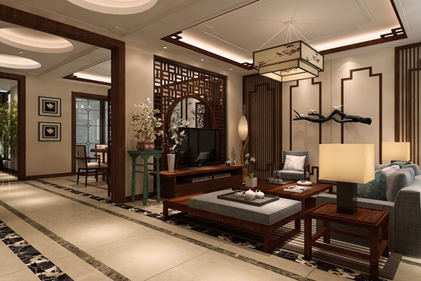 中式 别墅 客厅图片来自快乐彩在水青花园217平中式装修设计的分享