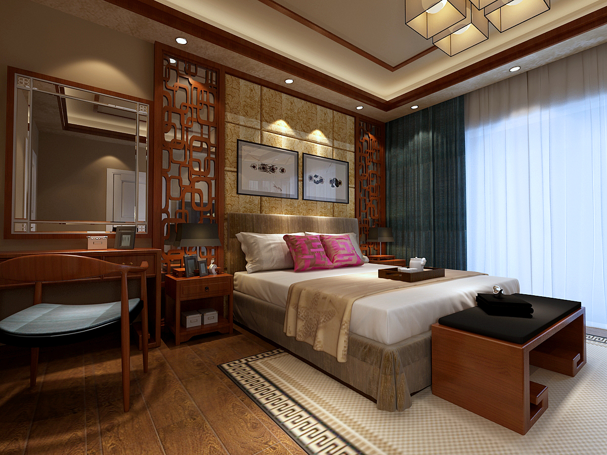 简约 中式 三居 卧室图片来自北京今朝装饰郭风在玉泉新城120平的分享