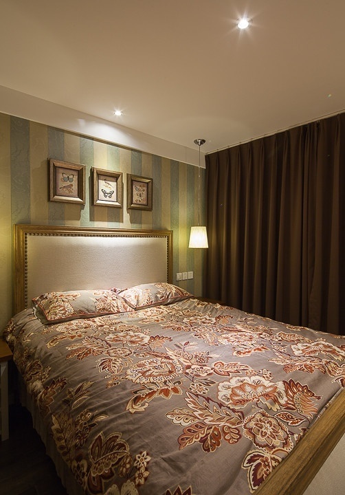 卧室图片来自四川岚庭装饰工程有限公司在70平老房翻新温馨简约美式爱巢的分享