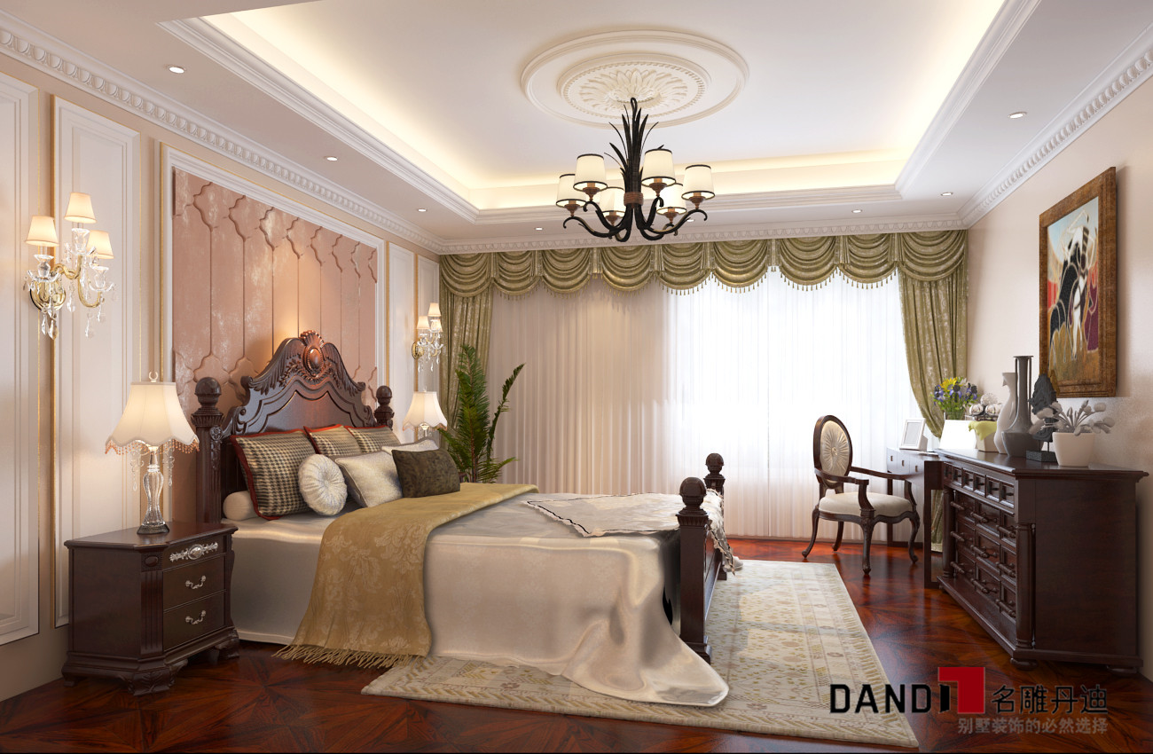 美式别墅 古典情怀 简洁大方 多种风情 卧室图片来自名雕丹迪在中洲中央公园美式风格别墅的分享