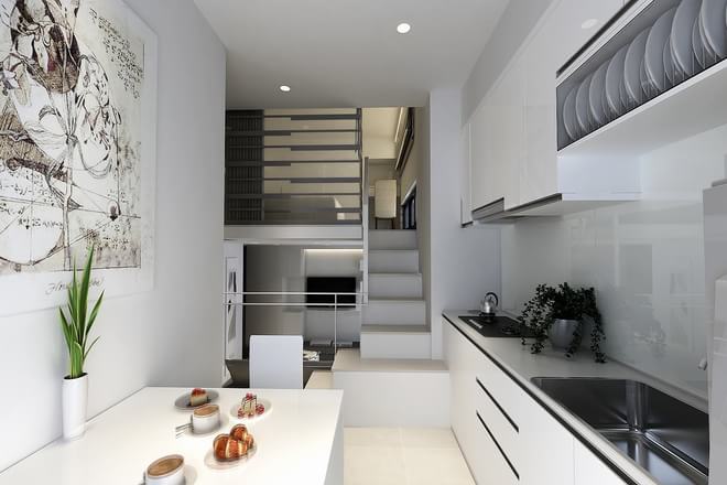 二居 厨房图片来自四川岚庭装饰工程有限公司在60平米黑白简约两居的分享