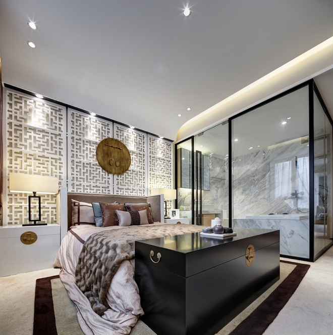 卧室图片来自四川岚庭装饰工程有限公司在现代中式风110平米两厅三房两卫的分享
