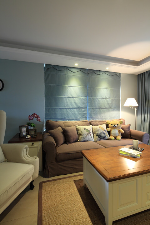 客厅图片来自四川岚庭装饰工程有限公司在【清·晨】清新自然蔚蓝复式家的分享