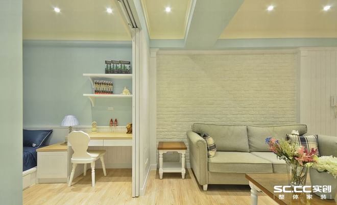 客厅图片来自四川岚庭装饰工程有限公司在北欧清新蓝调功能小家的分享